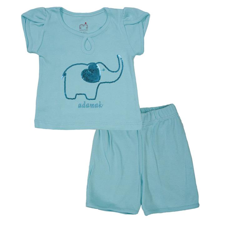ست تی شرت و شلوارک آدمک مدل  فیل فیروزه ای کد 169200